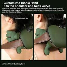 颈部按摩器，无线揉捏式颈部、背部和腿部按摩器，多档速度调节，适用于肩部和腿部，按摩肩部和背部深层组织。是送给父亲或母亲的礼物。也是母亲节、父亲节、生日和圣诞节的理想礼物。 - 綠色 - 查看 7