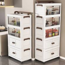 5/4/3-Tier Storage Cabinet With Swivel Wheels, Foldable Storage Cabinet, Visual Storage, Used For Bedroom, Cloakroom, Clothing Store, Laundry Room, Walk-In Closet, Toy Book File Storage - White - View 3