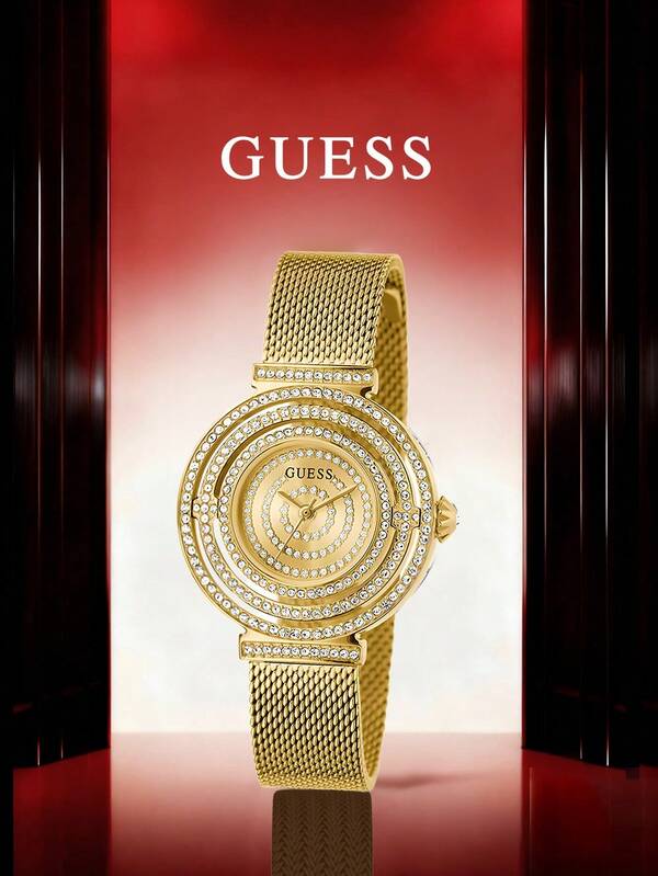Guess ساعة كوارتز للسيدات، GW0402L1/ GW0550L2 /W0637L1 ، حزام وحالة من الفولاذ المقاوم للصدأ، حركة مقاومة للماء، مناسبة للتجمعات اليومية والمناسبات الأخرى