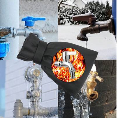 2 piezas Cubierta para grifo de exterior - Pro 5.5" An X 7.8" Al Calcetines aislados a prueba de agua y congelación para grifo de exterior, color negro