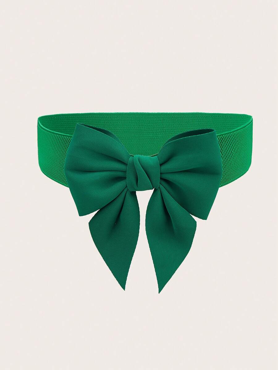 1 Stück Damen Schleife Elastischer Taillengürtel, Lässig Kleid Accessoire - Grün - Übersicht 1