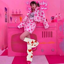 Junely Leg Warmers Kawaii Leg Warmer Cute Legwarmers For Women Japanese Socks Emo Goth Gyaru Accessories - Trái tim - Xem 2