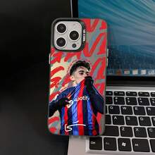 Custodia per telefono Football-G-Gavi, adatta per iPhone 16, 15, 14, 13, 12, 11 Pro Max, X, XR, XS Max, 8, 7 Plus - Custodia posteriore opaca antiurto - nero - Visualizzare 4