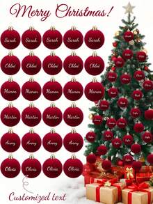 1pc Customized Flocked Christmas Ball, Flocked Christmas Tree Ornament, Personalized Christmas Decoration, Customized Christmas Decoration With Name, Christmas Tree Decor, Christmas Ornament