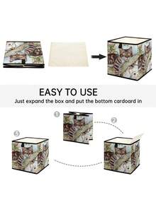 1pc Cartoon Cat Print Open Storage Box, Stackable Organizer Drawer, Durable Multi-Purpose Design Saves Space For Home, Dorm, Household Organization, Under Bed Storage - Multicolor - View 11