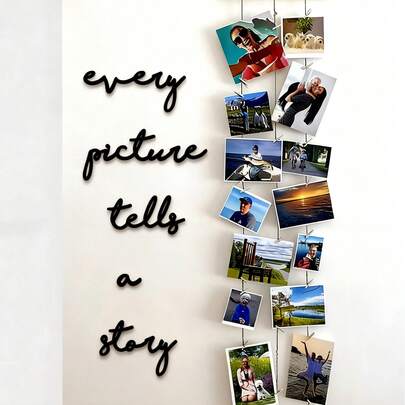 5 PIEZAS/SET, Cada imagen cuenta una señal de historia Decoración de pared de metal, Decoración de pared de metal moderna y hermosa de estilo granja negro, Decoración de pared, Decoración del hogar, Decoración de la habitación, Regalos de decoración de pared para cumpleaños y graduación