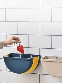 1个可折叠厨房垃圾桶，也可作汽车垃圾桶、办公室纸巾篮、塑料折叠垃圾桶、壁挂式橱柜门挂式垃圾桶，适用于家庭、客厅、浴室，创意厨房分类垃圾桶 - 藏青色 - 查看 6