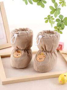 أحذية أطفال دافئة ناعمة القاع مع بطانة حرارية، أحذية أطفال شتوية - كاكي - مشاهدة 14