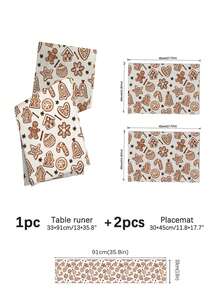 MEMNUN 1pc Merry Christmas Gingerbread Man, Gingerbread House, Candy Cane, Christmas Tree, Star, Bell, Snowflake, Heart Print Decorative Table Runner, Tablecloth, Christmas Decor, Table Decor, Home Decor, Kitchen Decor, Table Cloth Rectangle, Suitable For Kitchen, Dining Table, Home Party Decoration, Gift - Multicolor - View 14