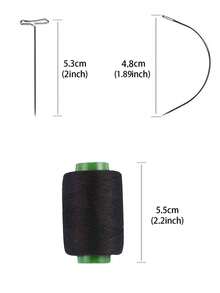Wig Making Kit - T-Shaped Needles, C-Shaped Curved Needles, Sewing Needles With Thread, Scissors, Hair Extensions, Styling Craft Supplies - Black - View 2