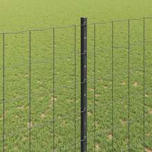 vidaXL 1,6 X 10 M Stahl Zaun Mit Grauen Pfosten - Grey - View 3
