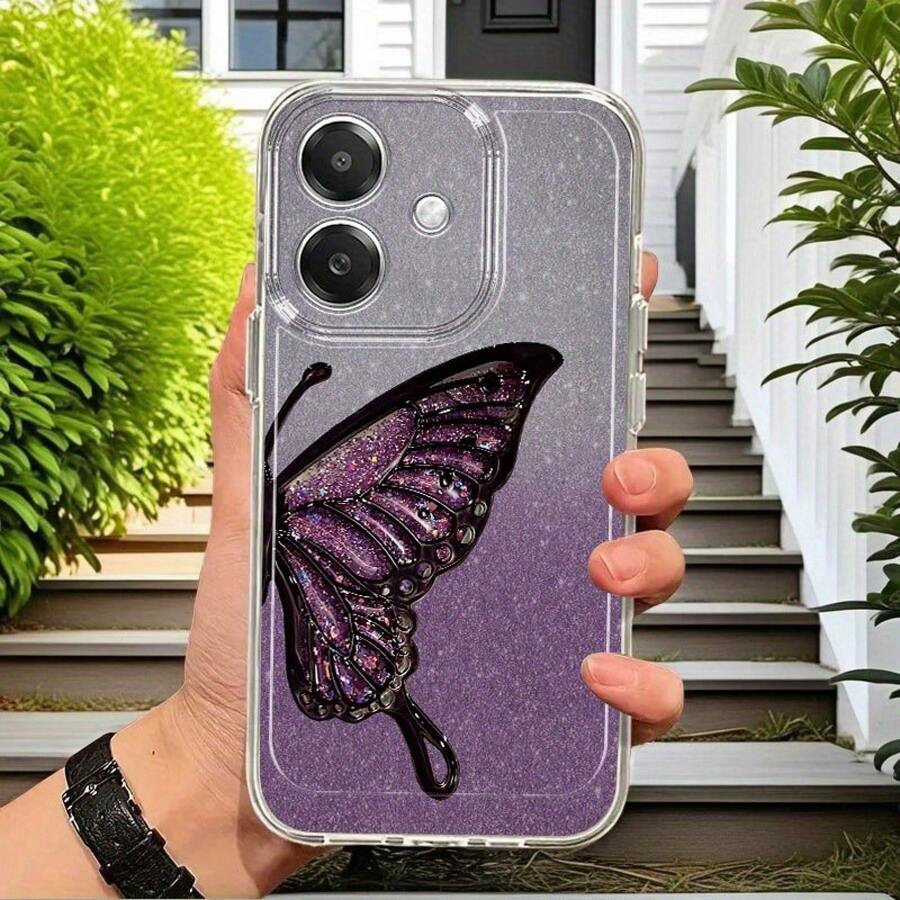 Funda de Teléfono de Sueño de Mariposa Púrpura Compatible con Oppo A3 A3 Pro A3X A16 A17K A18 A38 A40 A55 A57 A57S A58 A60 A76 A77S A78 A79 A80 5G A95 A98 Reno 5 8T 10 11 Pro 12 13F Funda de Teléfono Transparente de Caricatura a Prueba de Golpes Cobertura Completa TPU Funda Protectora Simple de Moda a Prueba de Golpes Carcasa Suave - Colores mixtos - Ver 1