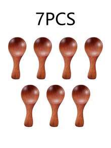 7支装 3.15英寸/8厘米 精致木质迷你勺，适用于调味、冰淇淋、甜点、茶、酸奶、奶粉等。