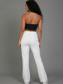 Women's Casual Long Straight Leg Sweatpants With Drawstring And Pockets For Everyday Comfort - White - View 3