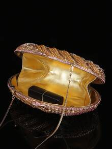 2025 Autumn/Winter Fashionable Fully Handmade Crystal Studded Evening Handbag, Sparkling Luxurious Fully Rhinestone Embellished Evening Clutch, Elegant Deluxe Women's Crystal Handbag, Fashionable Lipstick & Perfume Handbag, Luxury Bridal Wedding Crystal Embellished Handbag, All Handmade Metal Diamond Handbag, Suitable For Elegant Ladies To Attend Parties, Galas, Gatherings And Banquets (Fits Small Phone) - Multicolor - View 12