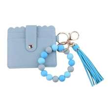 1pc Women's Colorful Silicone Beaded PU Tassel Card Holder Keychain Coin Purse, Multi-Function Card Wallet & Keyring, Gift For Mom, Friends - Multicolor - View 18