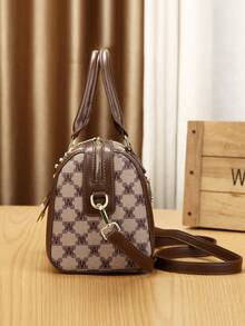 3pcs/Set Women's Fashion Printed Handbag, Tote Bag And Pillow Bag - Coffee - View 5