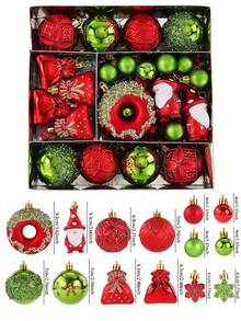60 de decorațiuni de Crăciun cu globuri, seturi de ornamente festive asortate rezistente la spargere, set de pandantive suspendate Deluxe de 2,4 inch, potrivite pentru bradul de Crăciun, petrecere și decor interior de sărbători, decorațiuni de Crăciun pentru casă, cadouri de Crăciun, decor de Crăciun - Multicolor - Vizualizare 14