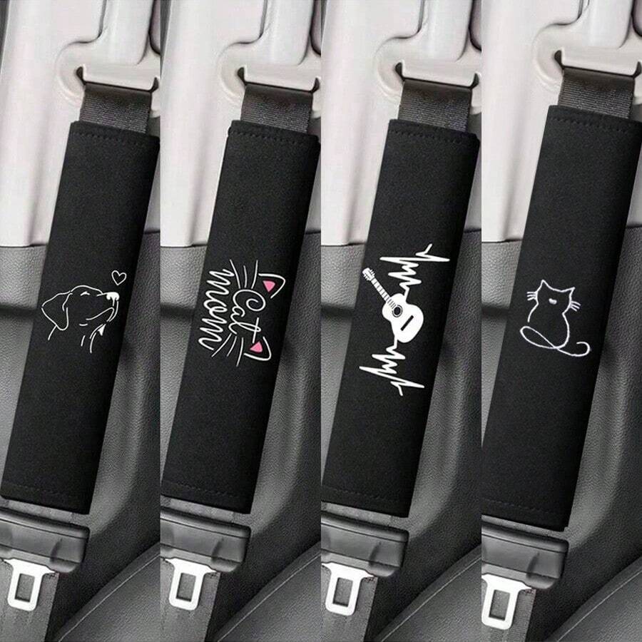 1 件带刺绣图案的汽车肩部保护套，舒适的汽车安全带肩垫，颈部支撑，防擦伤，易于安装，汽车内饰配件 - 彩色 - 查看 1