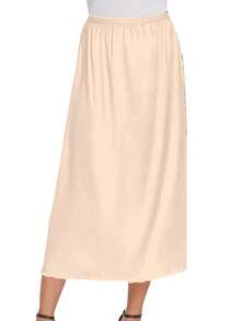 QING ROU [1pc/2pcs] Satin Midi Skirt, 36 Inch Lace Extender For Skirt Hem Length - Multicolor - View 4