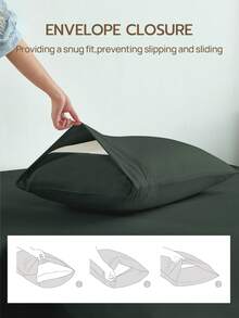 1 funda de almohada de unicolor, sin relleno de almohada, suave, resistente a las arrugas, resistente a la decoloración, transpirable, sin relleno, lavable a máquina, certificada Oeko-Tex - Verde Oscuro - Ver 4