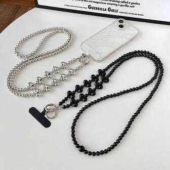 1 pieza Separador de unicolor Cuentas hechas a mano con forma de corazón de resina acrílica desmontable, correa versátil para muñeca para la mayoría de las fundas de teléfonos, cámaras CCD y fundas de auriculares