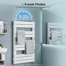 Heated Towel Rail Electricfor Bathroom, 6 Preset Modes, Individual 7-Day Heating Programme, With Timer, Temperature Multi-Level Adjustments, Hardwired/Plug-In - UK Plug(220-240V) - View 1