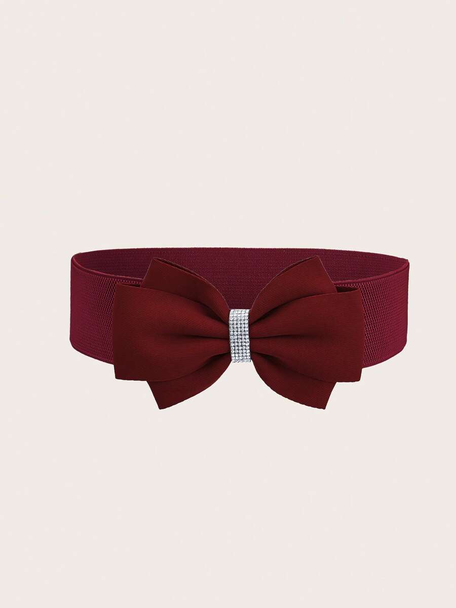 1pc Bow Buckle Waist Belt, Casual Fashion Accessory For Plus Size Dresses - Rum Red - View 1