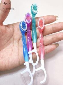 12pcs/8pcs/4pcs/1pc Portable Mini 5-In-1 Travel Dental Kit Set, Disposable Effervescent Toothpaste Tablets With Bursting Beads No Rinsing, Tongue Cleaner, Toothpicks And Dental Floss, Suitable For Travel And Home Use - Multicolor - View 13