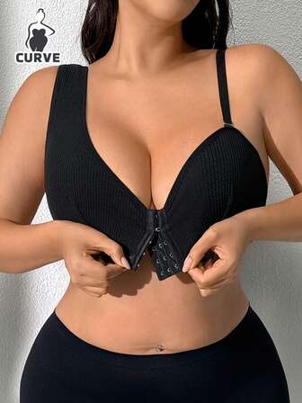 1 件大码罗纹工字背前开合女士无钢圈文胸