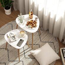 FurnitureR Juego de 3 Mesas auxiliares Triangulares Mesita Auxiliar Mesa de Centro Mesita Auxiliar Minimalista Moderna para Sala de Estar y balcón Hogar y Oficina Chocolate - blanco - Ver 6