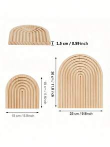1pc/2pcs Bohemian Wooden Rainbow Arch Decor Set, Multi-Functional Wall Rack & Vanity Decor, Creative Asymmetrical Wooden Tray Decor, Tabletop Incense Holder, Rustic Wooden Tray Decor, Suitable For Living Room & Bedroom - Apricot - View 8