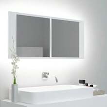 vidaXL LED-Bad-Spiegelschrank Weiß 100x12x45 Cm Acryl - Bianco - Visualizzare 1