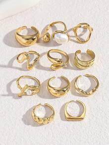 Punk Rings Set For Women Vintage Geometric Rings Set Fashion Personalized Jewelry Gifts Match With Daily Outfits, Party Accessories