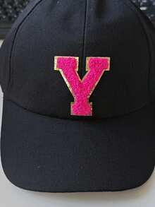 1 pièce Casquette de baseball réglable avec lettres de l'alphabet brodées pour enfants, chapeau de soleil décontracté unisexe, blanc os, pour les 8-16 ans - Noir - Voir 11