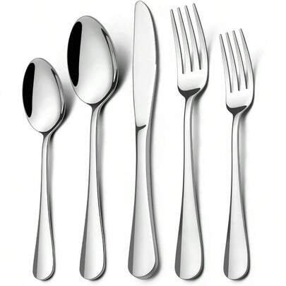 20 Pieces Silverware Set 4, Stainless Steel FlatwareCutlery, Durable Mirror Polished Eating Tableware Set Home And Restaurant, Include Knife Fork Spoon, Dishwasher