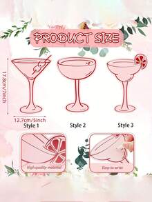 粉色餐桌布置名牌，3款设计，适用于晚宴、迎婴派对、婚礼派对等场合。 - 彩色 - 查看 3