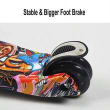 Scooter de tres ruedas plegable para niños, con ruedas luminosas y frenos traseros para pies, universal para hombres y mujeres, patineta pintada, juguetes de regalo para el día del Niño / año nuevo - Multicolor - Ver 5