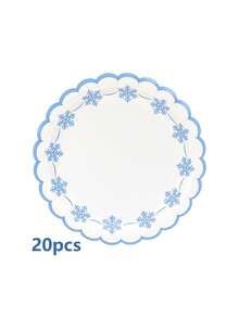 10pcs/20pcs/50pcs Frozen Party Supplies Snowflake Scalloped Plates Winter Onderland Birthday Plates Winter Snowflake Happy Birthday Tableware Disposable For Boys Girls Frozen Themed Party Christmas Party Decor - Multicolor - View 10