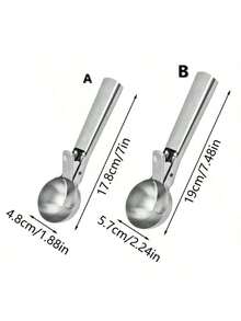1pc Stainless Steel Cream Dipper, Dual-Purpose Ice Cream Ball Scoop, Ice Cream Fruit Spoon, Ball Scoop - Multicolor - View 6