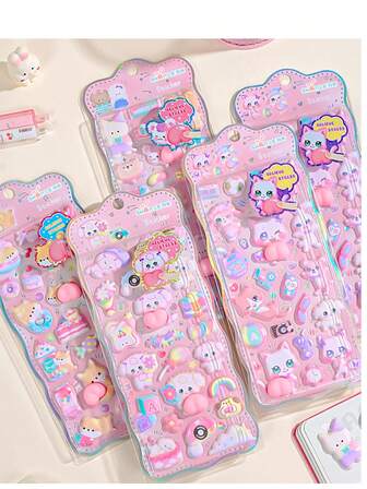 Pegatinas lindas de trasero, pegatinas 3D de burbujas de dibujos animados para niñas, pegatinas de vestir para jardín de infantes, pegatinas de recompensa, color aleatorio