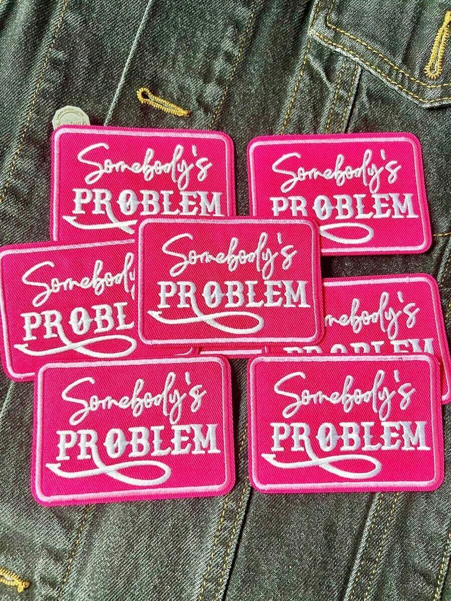 2pcs 'Somebody's Problem' Embroidered Iron On Patches, Cute Iron-On/Sew-On Appliques Patch For Trucker Hats, Jeans, Shirts, Jackets And Bags, Casual Apparel & Accessories-Halloween,Christmas,Fall,Winter, Supplies, TZZF - 彩色 - 查看 1