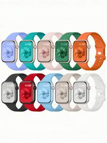 Bộ 10 dây đeo đồng hồ chống nước, tương thích với Apple Watch 38mm, 40mm, 41mm, 42mm, 44mm, 45mm, 46mm, 49mm, dùng được cho cả nam và nữ; Dây đeo thể thao bằng silicon mềm, tương thích với Apple Watch Series 10, SE, 9, 8, 7, 6, 5, 4, 3, Ultra; Bộ quà tặng thời trang cần thiết cho người yêu thích thể thao. - Nhiều màu1 - Xem 5