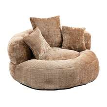 Chenille Lazy Sofa, Single Seat Bean Bag Sofa Chair, High-Back Durable Soft Comfort Recliner, Casual Living Room Sofa Chair, Includes 3 Pillows, Indoor/Outdoor Use, No Assembly Required, Suitable For Living Room, Bedroom, Dormitory And Apartment (Coffee) - 咖啡棕 - 查看 8
