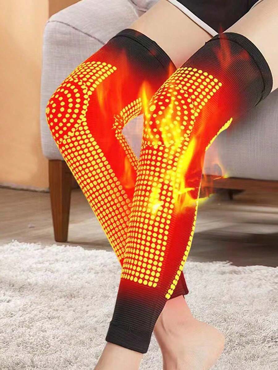 1 双男士随机颜色艾灸加热护膝，膝关节保暖保护，冬季腿套，长腿套 - 黑色 - 查看 1