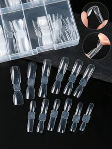 240 spetsar/ask mandel- och fyrkantiga nageltips snabbbyggande nagelform kristall akryl gel nagelförlängningsform Builder Form konstnagel DIY manikyr förlängningsverktyg - Genomskinlig - Visa 3