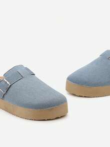 Weiche Kunstvelour-Clogs für Damen - Lässiger Sommerurlaub - Blau - Übersicht 6