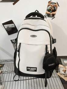 New Arrival Lightweight Backpack, Casual Sports Bag, Laptop Travel Bag, Large Capacity Unisex Backpack - White - View 5