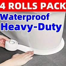 4 Pieces Thick Waterproof Self-Adhesive Toilet Sealing Tape - No Tools Required DIY Installation, Long-Lasting Non-Yellow Plastic Pipe Joint Leak-Proof Stickers, Suitable For Shower Floor Repair (Easy Repair), Leak-Proof Seamless Seal, Durable Adhesive, Home Maintenance Solution - White - View 3