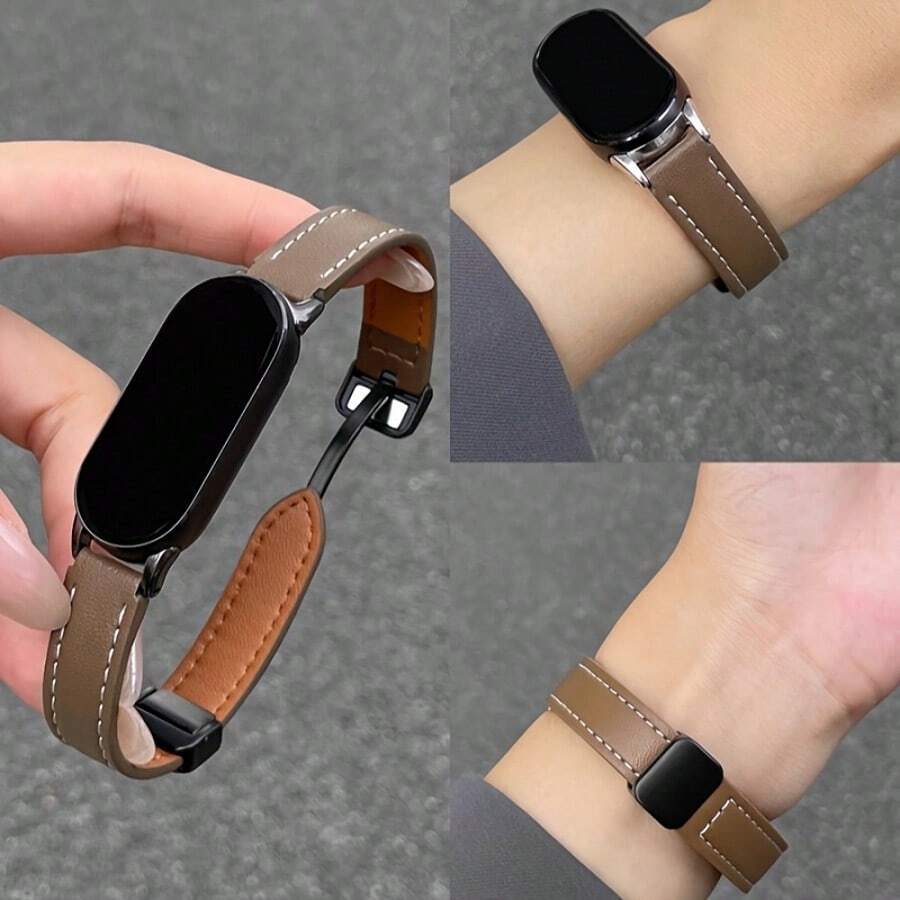 Fashionable And Elegant Smartwatch Band, Compact And Exquisite, Featuring Creative Minimalist Asymmetrical Breathable Design, Suitable For Xiaomi Mi Band 10/9/8, With Quick Release Folding Magnetic Clasp, Compatible With NFC Version, Retro Comfortable Strap, Unisex Smartwatch Accessory - Multicolor - View 1